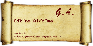 Güns Alóma névjegykártya